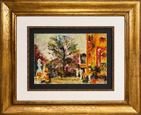 Carlo Quaglia (1903 - 1970) 
Villa Borghese 
olio su masonite 25 x 35 cm