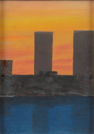 Amintore Fanfani (1908 - 1999) 
New Jersey 1970
olio su carta 38 x 27 cm