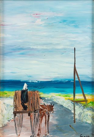 Enzo Sozzo (1917 - 1993) 
Carretto 
Olio su tela 33 x 22 cm