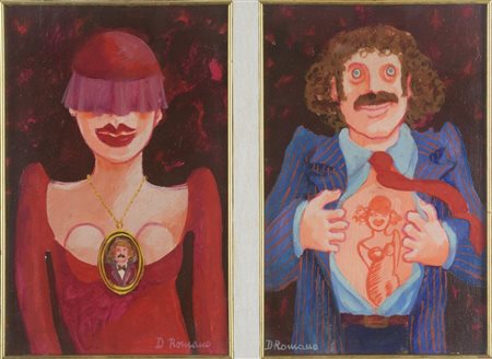 Daniela Romano (1947 - 2009) 
Ti terrò dentro nel mio cuore - Ti penso sempre 1979
olio su tela 29 x 19 cm