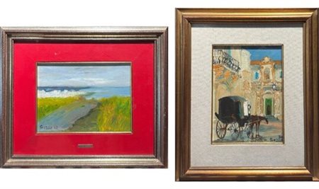 Enzo Sozzo (1917 - 1993) 
Coppia di dipinti 
Olio su tela 