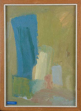 Ernesto  Treccani (Milano , 1920 - 2009) 
Composizione astratta 
olio su tela 34 x 24 cm
