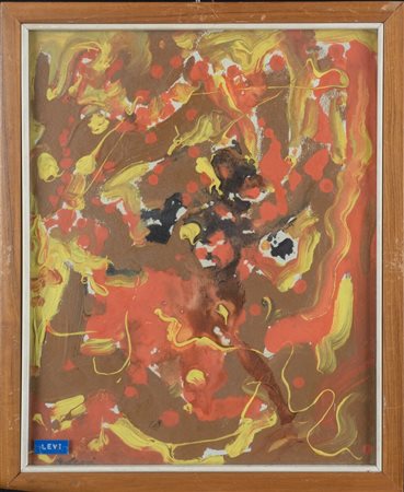 Carlo Levi (1902 - 1975) 
Composizione astratta anni '60-'70 del XX secolo
olio su tela 30 x 24 cm