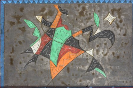 Umberto Mastroianni (1910 - 1998) 
Senza titolo 
lastra di piombo dipinta e incisa 19 x 29 cm