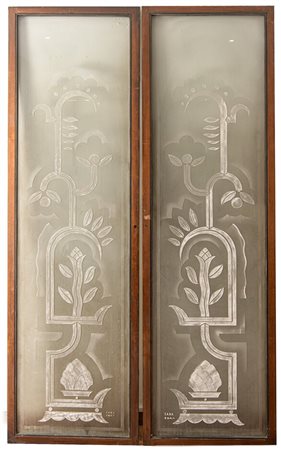  
Coppia di ante a vetri Manifattura italiana, 1920 - 1930
 212 x 63 cm