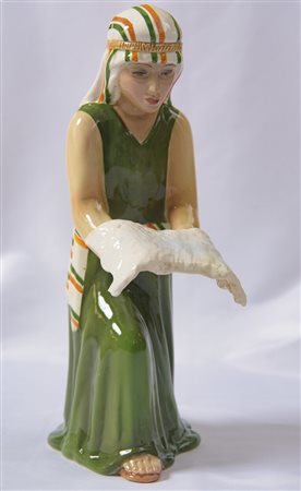 Antonio Ronzan (1914 ca. - 1985) 
Figura femminile 
ceramica policroma 39 x 13 x 23 cm