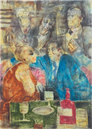 Remo Squillantini (1920 - 1996) 
Figure al bar 
litografia 69 x 50 cm