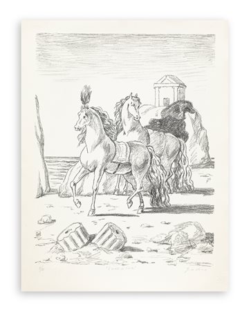 GIORGIO DE CHIRICO (1888-1978) - I Cavalli di Achille, 1971