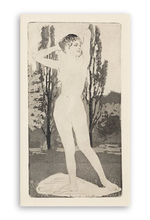 MAX KLINGER (1857-1920) - Vision (Donna nuda in un parco), 1919