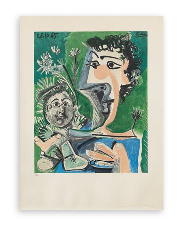 PABLO PICASSO (1881-1973) - Mèr et enfant, 1966