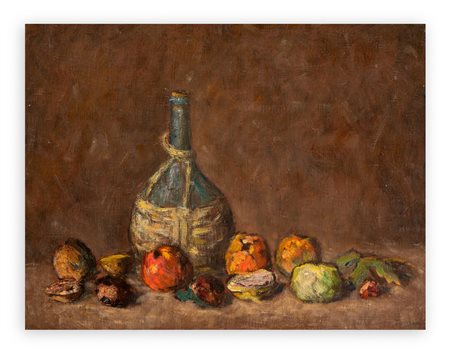 FIORENZO TOMEA (1910-1960) - Natura morta con fiasco, 1945
