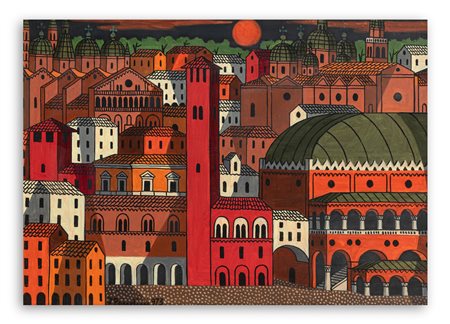 FULVIO PENDINI (1907-1975) - Padova città antica - luna rossa, 1973
