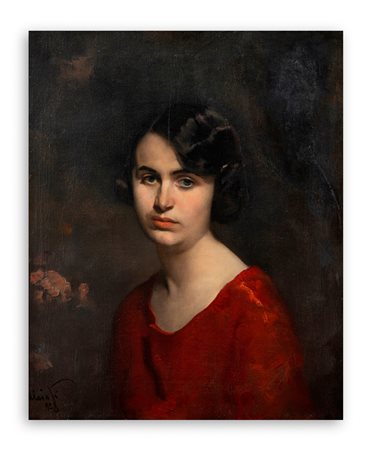 AMBROGIO ALCIATI (1878-1929) - Ritratto di giovane donna della famiglia Ricordi, 1928