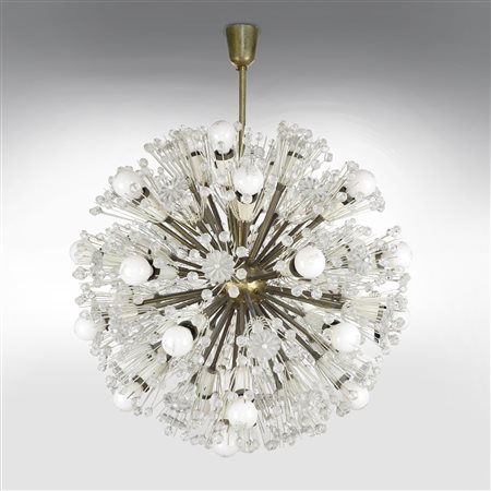 Emil Stejnar (1939 - ) 
Lampadario a sospensione, produzione A. Rupert Nikoll - Vienna 1955
 cm 74; Ø cm 60