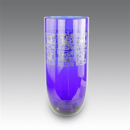 Ettore  Sottsass (1917 - 2007) 
Vaso Sottsass blu 
 cm 30; Ø cm 13 