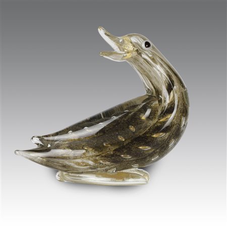 Ercole Barovier (1889 - 1974) 
Scultura di anatra, produzione Barovier & Toso - Italia  1960
 cm 13,5x16x6,5
