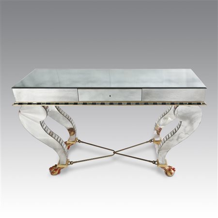Celeste Dell'Anna (disegno di)  
Console specchiata con piedi lignei "claw & ball" XX secolo
 cm 106x180x60