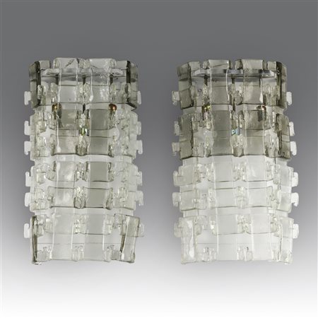 Carlo Nason (1935 - ) 
Coppia di lampade da parete, produzione Mazzega - Italia 1970
 cm 80x40