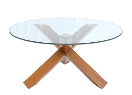 Mario Bellini (1935 - ) 
Tavolo modello "La Rotonda" in legno di frassino anni '70
 cm 72x150