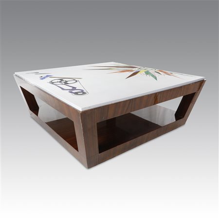 Celeste Dell'Anna (disegno di)  
Tavolo da centro in zebrano “Turning the Tables” - limited edition design: falce e martello 
 cm 46x123x123