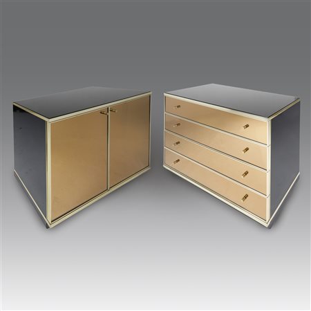 Renato Zevi  
Credenza a due sportelli e cassettiera a 4 cassetti , Produzione Metalarte - Italia 1970
 cm 75x100x47