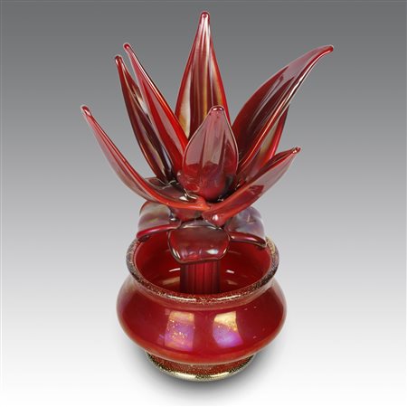 Napoleone Martinuzzi (1892 - 1977) 
Vaso "pianta grassa", produzione Venini - Italia 1929
 cm 23x17