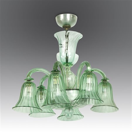 Napoleone Martinuzzi (attribuito a) (1892 - 1977) 
Lampada a sospensione, produzione Venini - Italia 1930
 cm 60; Ø cm 58