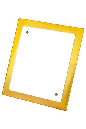  
Specchio da tavolo con  vetro giallo XX secolo
 cm 42,5x37