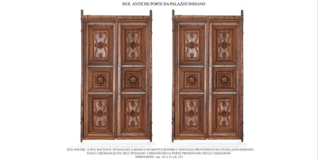  
Porta a due battenti in legno intagliato - India XIX secolo
 cm 232x132