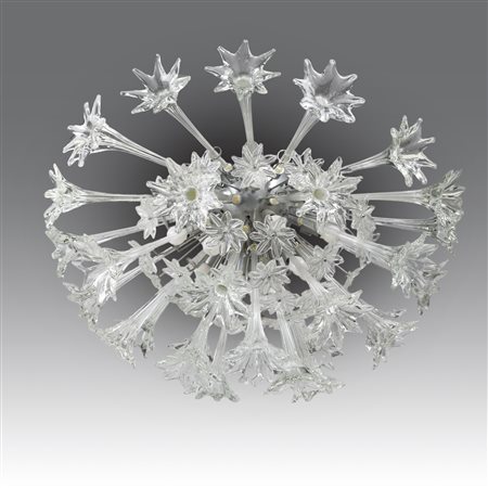 Paolo Venini (1895 - 1959) 
Lampada a plafoniera modello “Esprit”, produzione Venini - Italia 1960
 cm 50; Ø cm 80