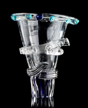  
Grande vaso in vetro soffiato di Murano con particolare lavorazione a murrine 
 cm 35x28