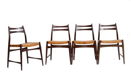  
Quattro sedie in rattan di produzione danese 1980 ca
 cm 77x48x46