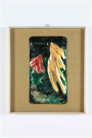 DE POLI PAOLO (1905 - 1996) Pannello. 1960. Rame smaltato e legno. Cm 48,00 x...