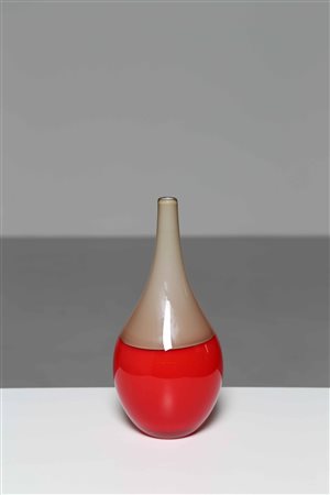 BARBINI MURANO Vaso Bottiglia in vetro bicolore con lavorazione a incalmo...