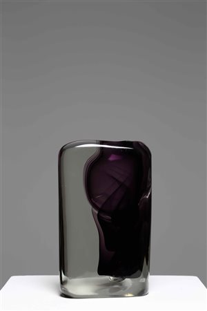NASON EMILIO Per A.V.E.M. Vaso sommerso trasparente e viola. 1969. Vetro di...