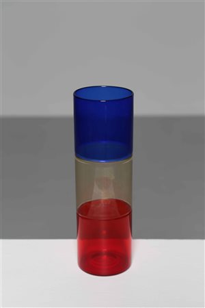 BIANCONI FULVIO (1915 - 1996) Per Venini. Vaso rosso, giallo e blu a triplo...