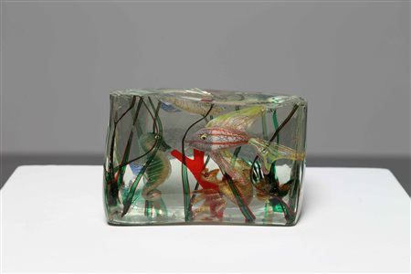CENEDESE GINO Acquario in vetro di Murano sommerso. Vetro di Murano. Cm 17,50...