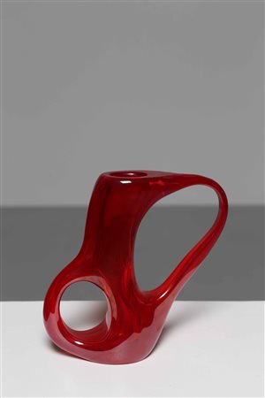 FERRO GIORGIO Per Avem. Vaso asna volante rosso satinato lucido. Vetro di...
