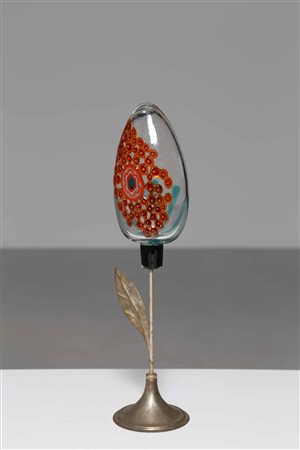 FUGA ANZOLO Per Aureliano Toso, Murano. Fiore a murrine con stelo in metallo...