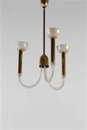 SCARPA CARLO (1906 - 1978) Per Venini. Pregevole Lampadario a tre braccia in...