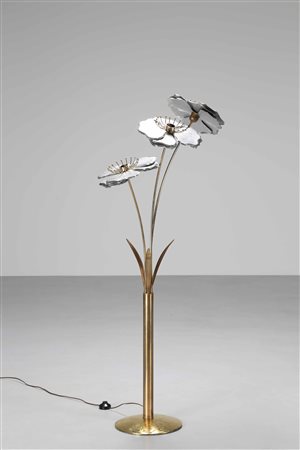 CENACCHI Lampada da terra. 1970. Ottone e alluminio. Cm 70,00 x 160,00 x...