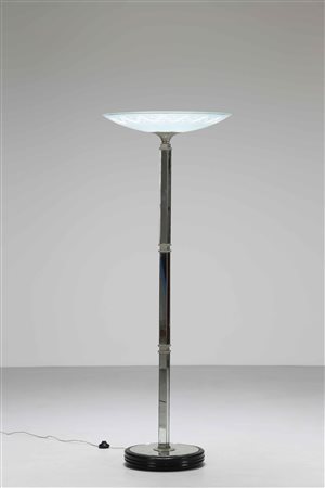 FONTANA LUIGI Piantana ricoperta in vetro specchiato con decori incisi alla...