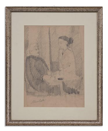 MORLOTTI ENNIO (1910 - 1992) - DUE DONNE AL TAVOLO .