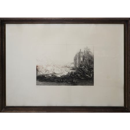 Riccardo Tommasi  Ferroni (Pietrasanta 04/12/1934 - Camaiore 19/02/2000)  - Scena di battaglia