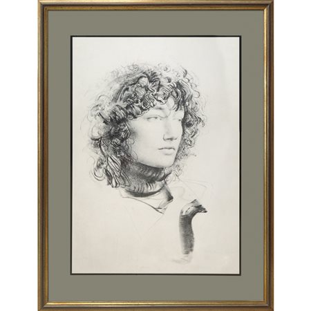 Pietro Annigoni (Milano 1910 - Firenze 1988)  - Volto d'uomo, 20th secolo