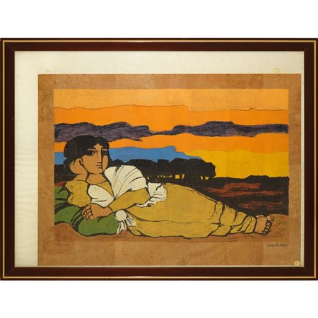 Domenico Cantatore (Ruvo di Puglia 1906 - Parigi, Francia 1998)  - Donna sdraiata