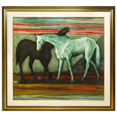 Domenico Purificato (Fondi  1915 - Roma  1984)  - Cavalli