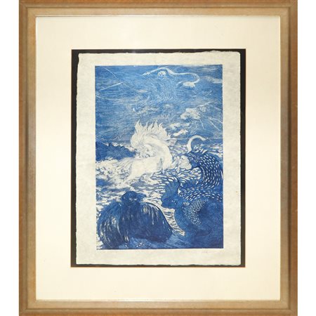 Aligi Sassu (Milano 17/07/1912 - Pollença 17/07/2000)  - I cavalli innamorati, 1970