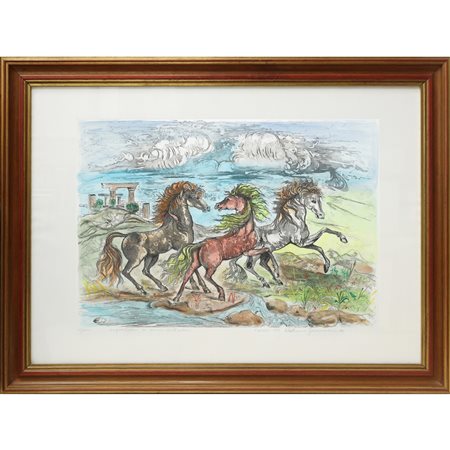 Sebastiano Guarnaccia - Tre cavalli al galoppo, 1982