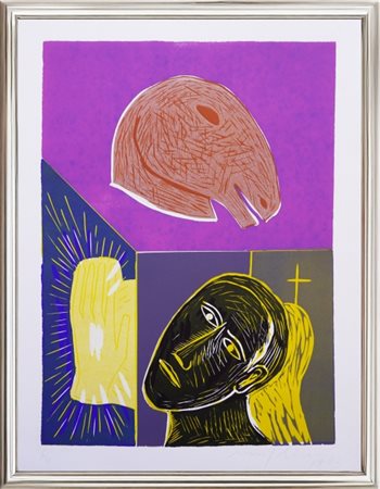 Mimmo Paladino, Senza titolo, 1993, linoleografia a 7 colori, Edizione 6/14...